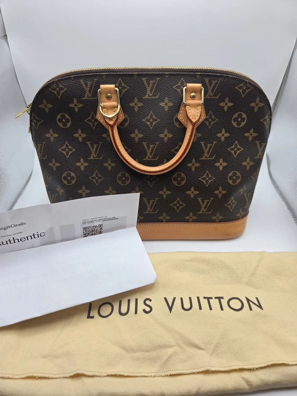 Authentic Louis Vuitton Preloved Monogram Alma PM Handbag W Dust Bag & COA
